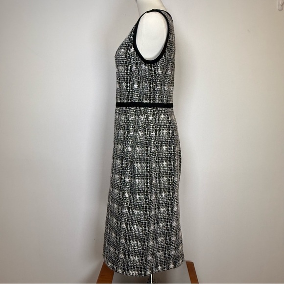 Lands End Sleeveless Tweed Black White Plaid Sheath Dress Women’s Size 6T (Tall) - Picture 2 of 12
